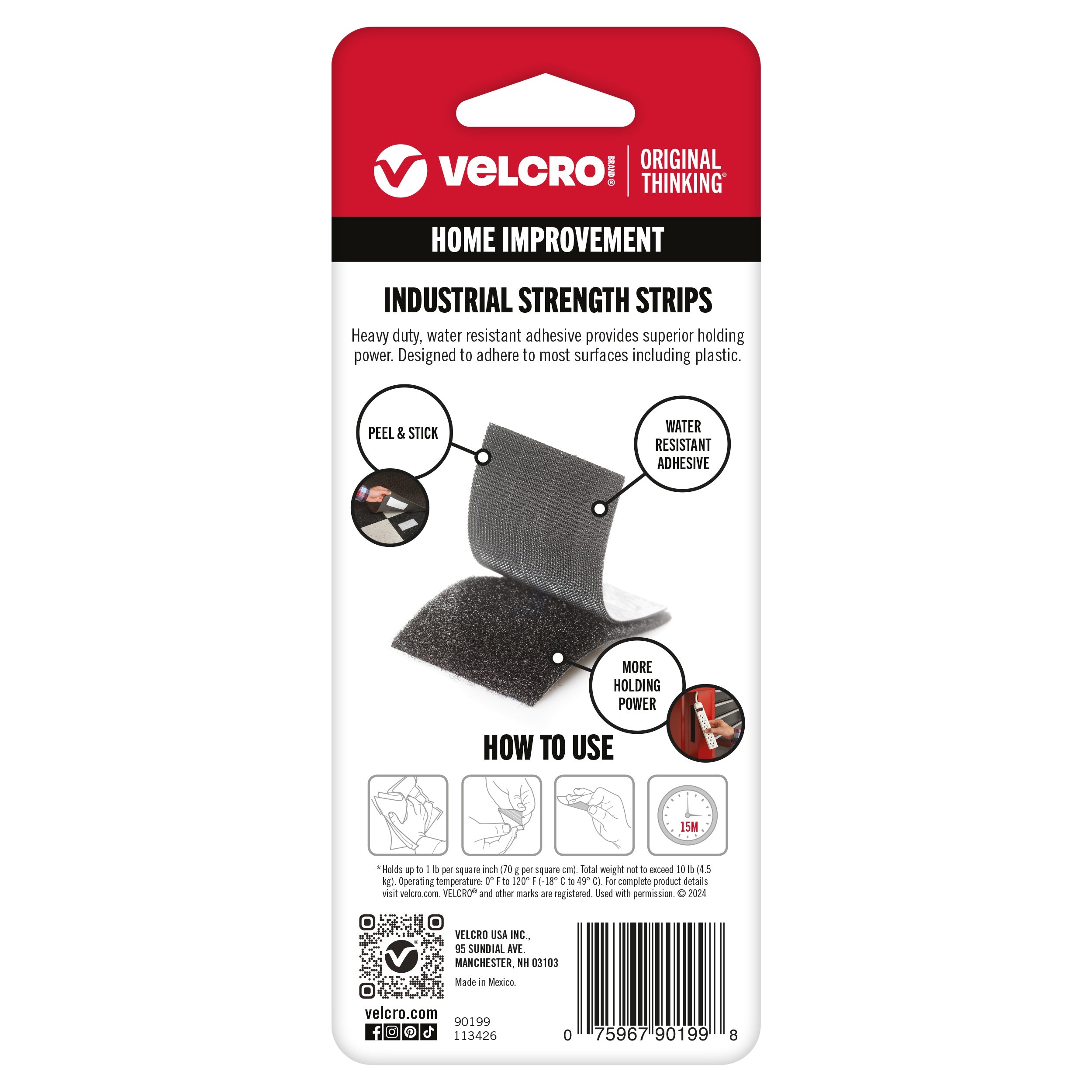 VELCRO(R) Brand Industrial Strength Tape 4"X2" 2/Pkg Black