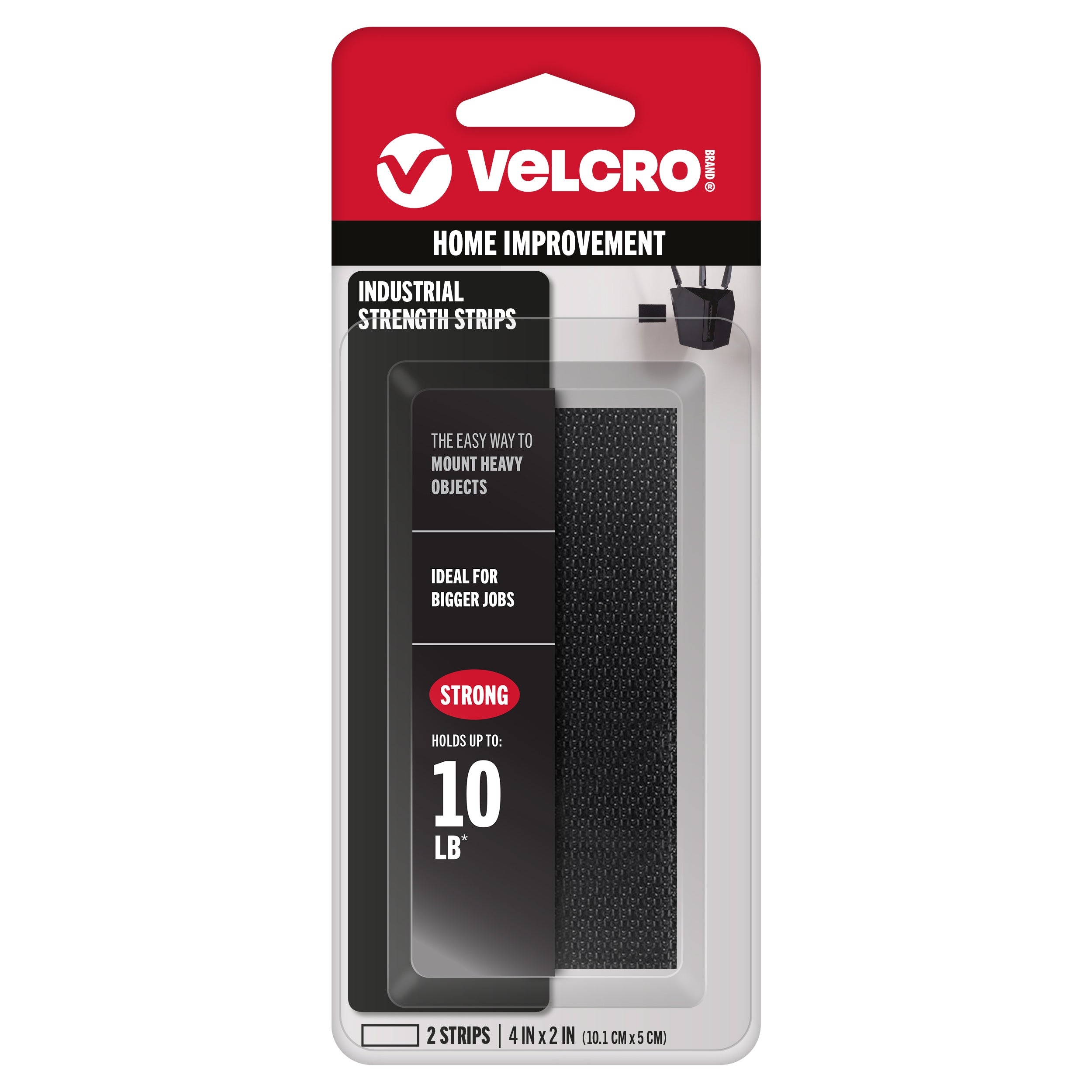 VELCRO(R) Brand Industrial Strength Tape 4"X2" 2/Pkg Black