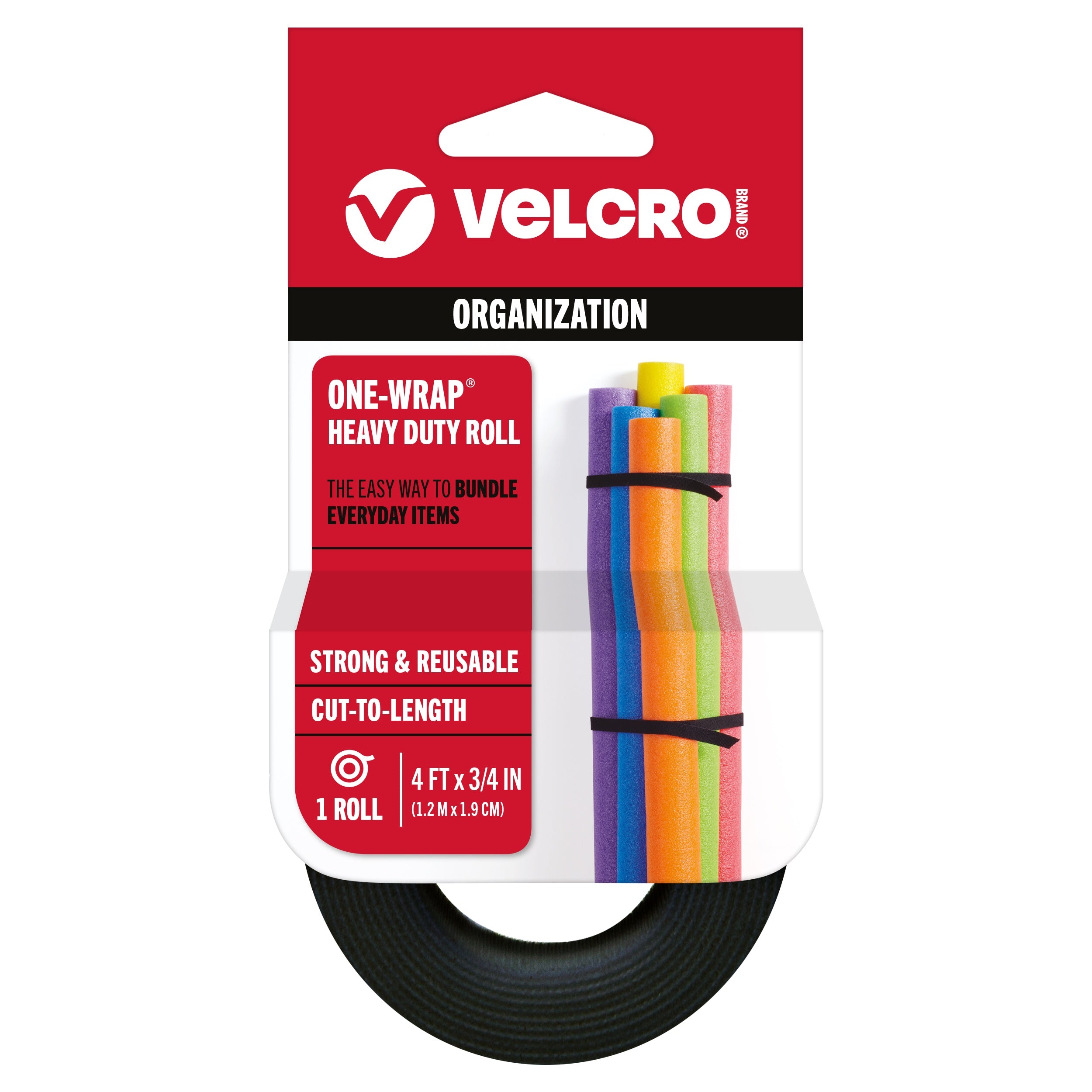 VELCRO(R) Brand ONE-WRAP(R) Roll 3/4"X36" Black