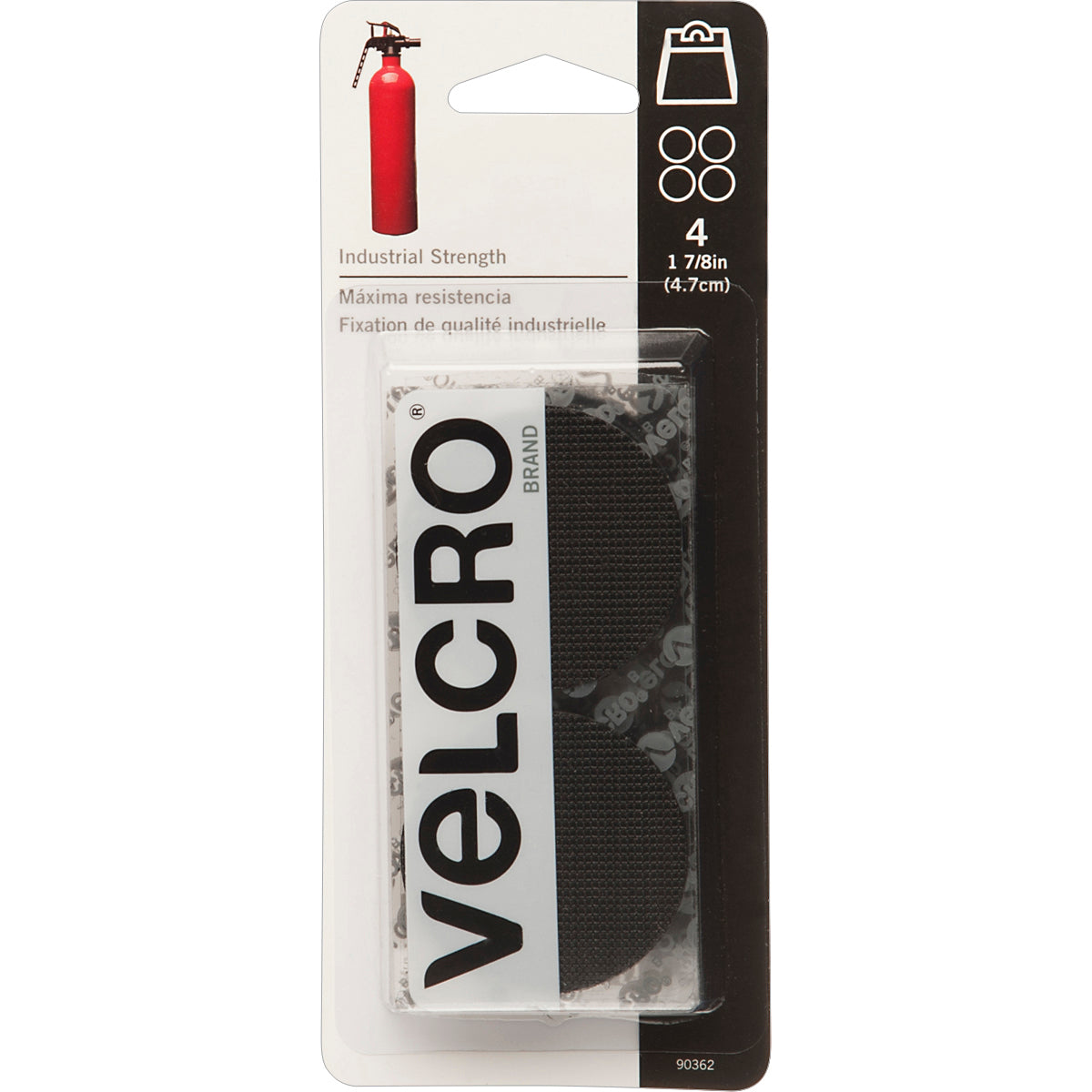 VELCRO(R) Brand Industrial Strength Coins 1-7/8" 4/Pkg Black
