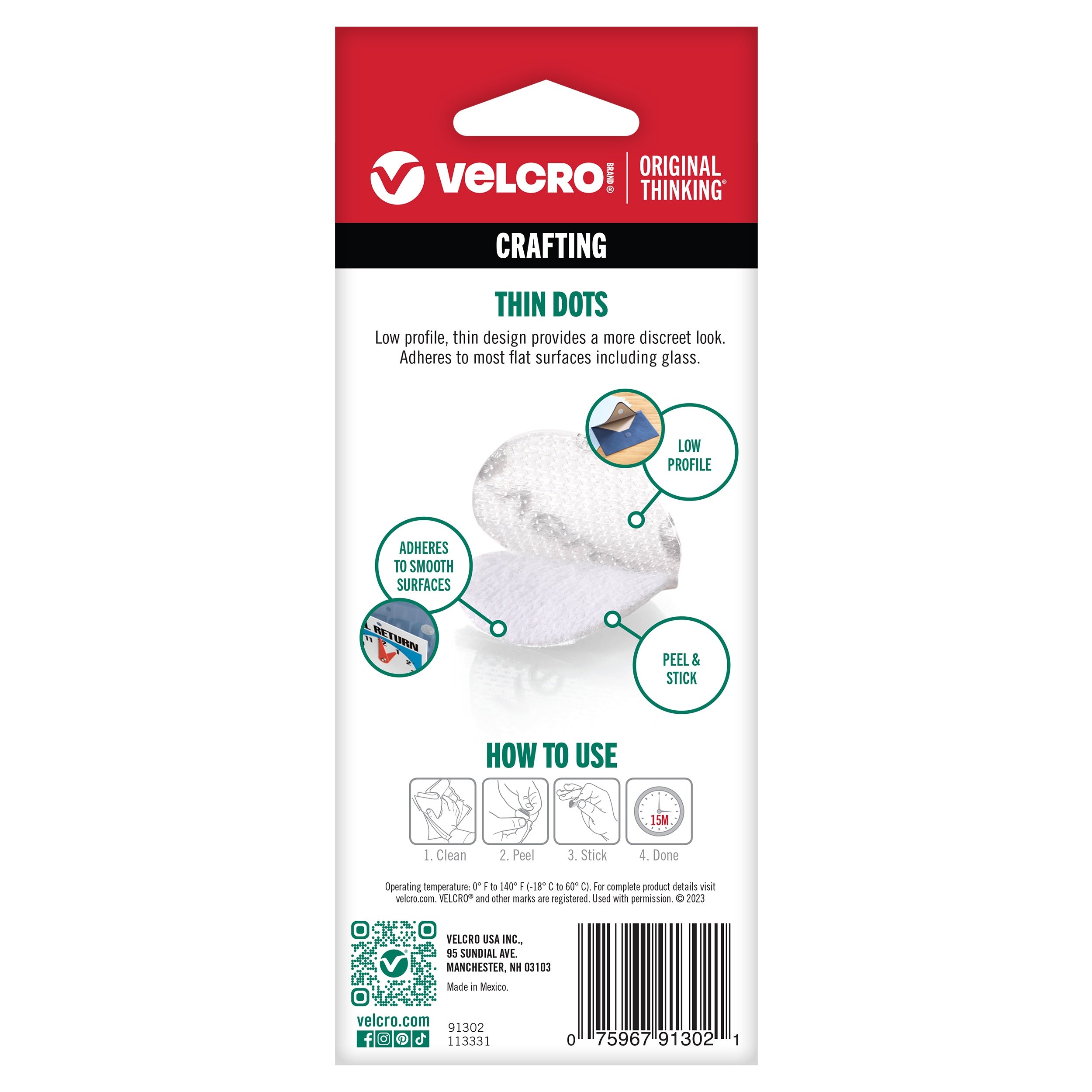 VELCRO(R) Brand Thin Fasteners Coins 5/8" 75/Pkg Clear