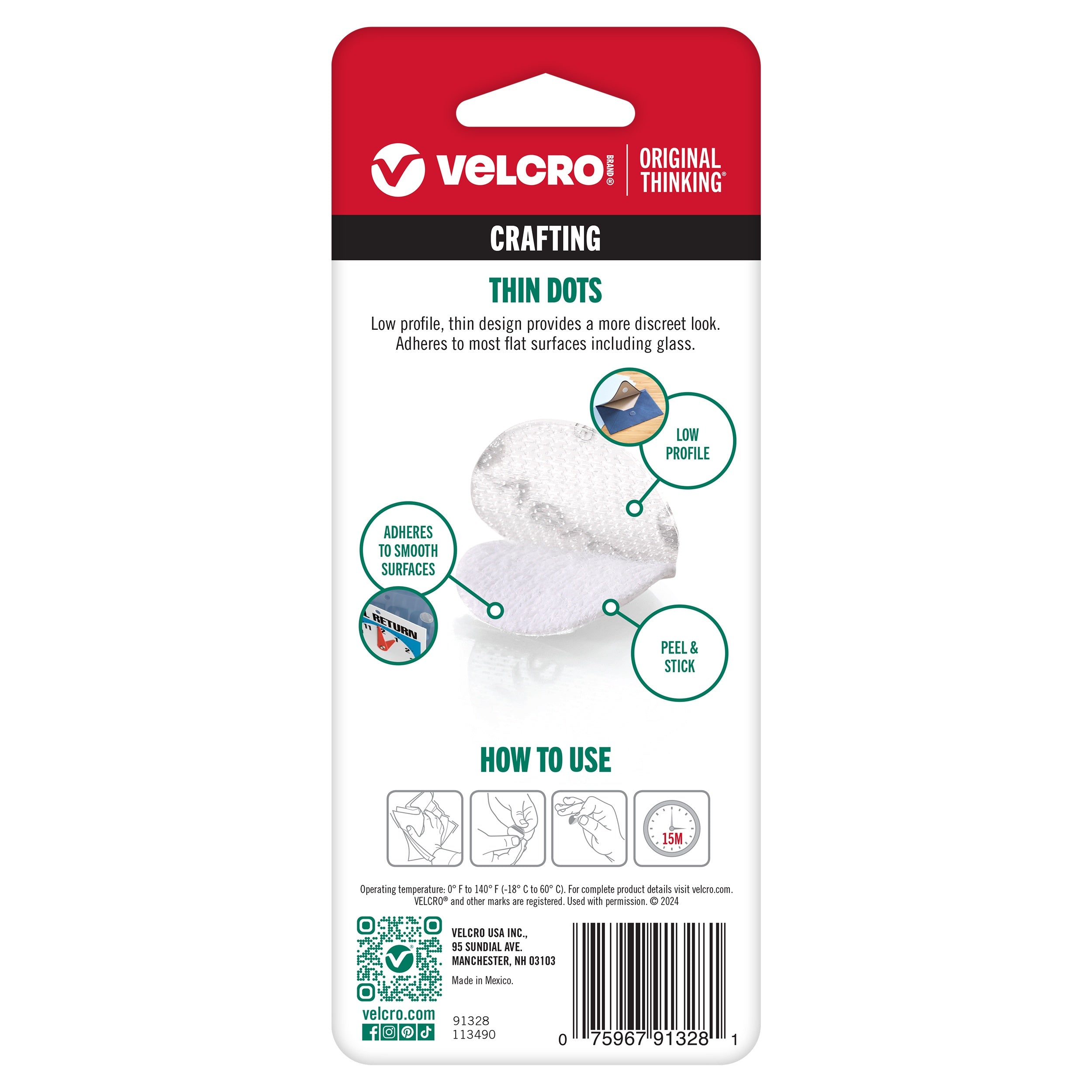 VELCRO(R) Brand Thin Fasteners Coins 5/8" 15/Pkg Clear