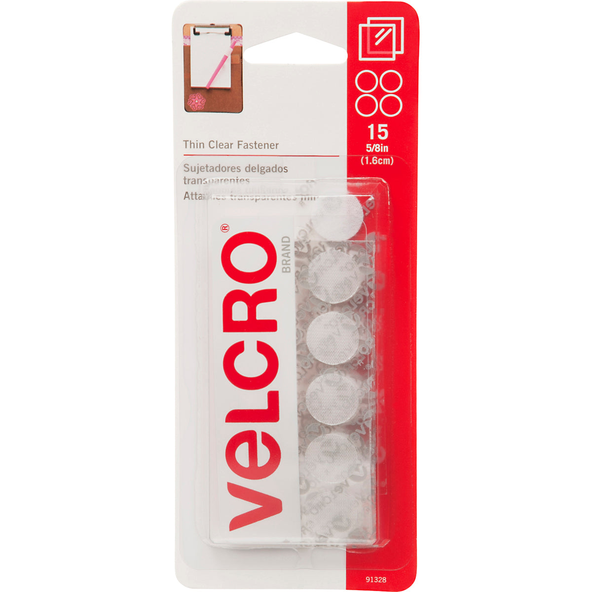 VELCRO(R) Brand Thin Fasteners Coins 5/8" 15/Pkg Clear