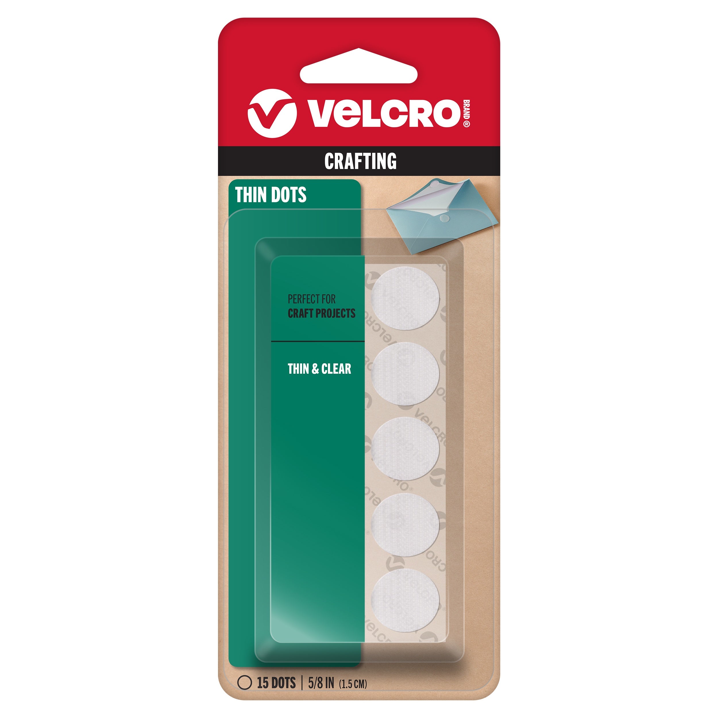VELCRO(R) Brand Thin Fasteners Coins 5/8" 15/Pkg Clear