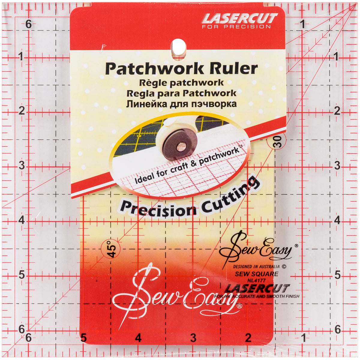 SewEasy Square Quilt Ruler 6.5"X6.5"