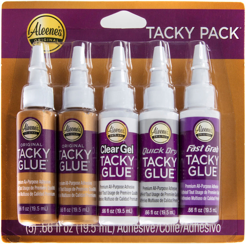 Aleene's Try Me Size Tacky Pack .66oz 5/Pkg Clear Gel, Quick Dry, Fast Grab, 2 Orig