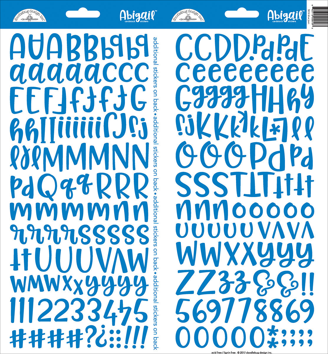 Abigail Font Cardstock Alpha Stickers 6"X13" 2/Pkg Blue Jean