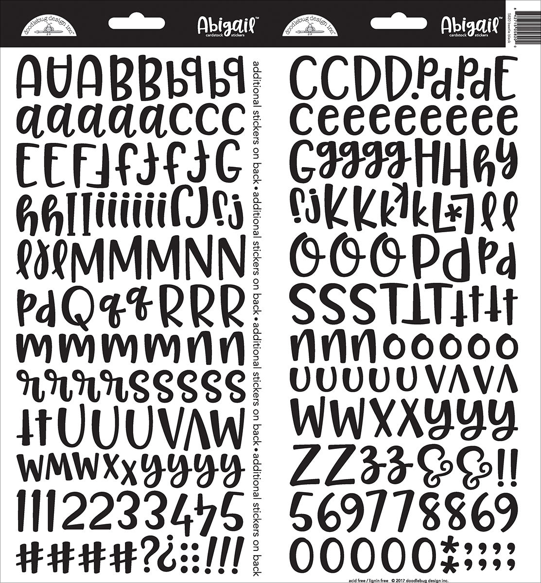 Abigail Font Cardstock Alpha Stickers 6"X13" 2/Pkg Beetle Black