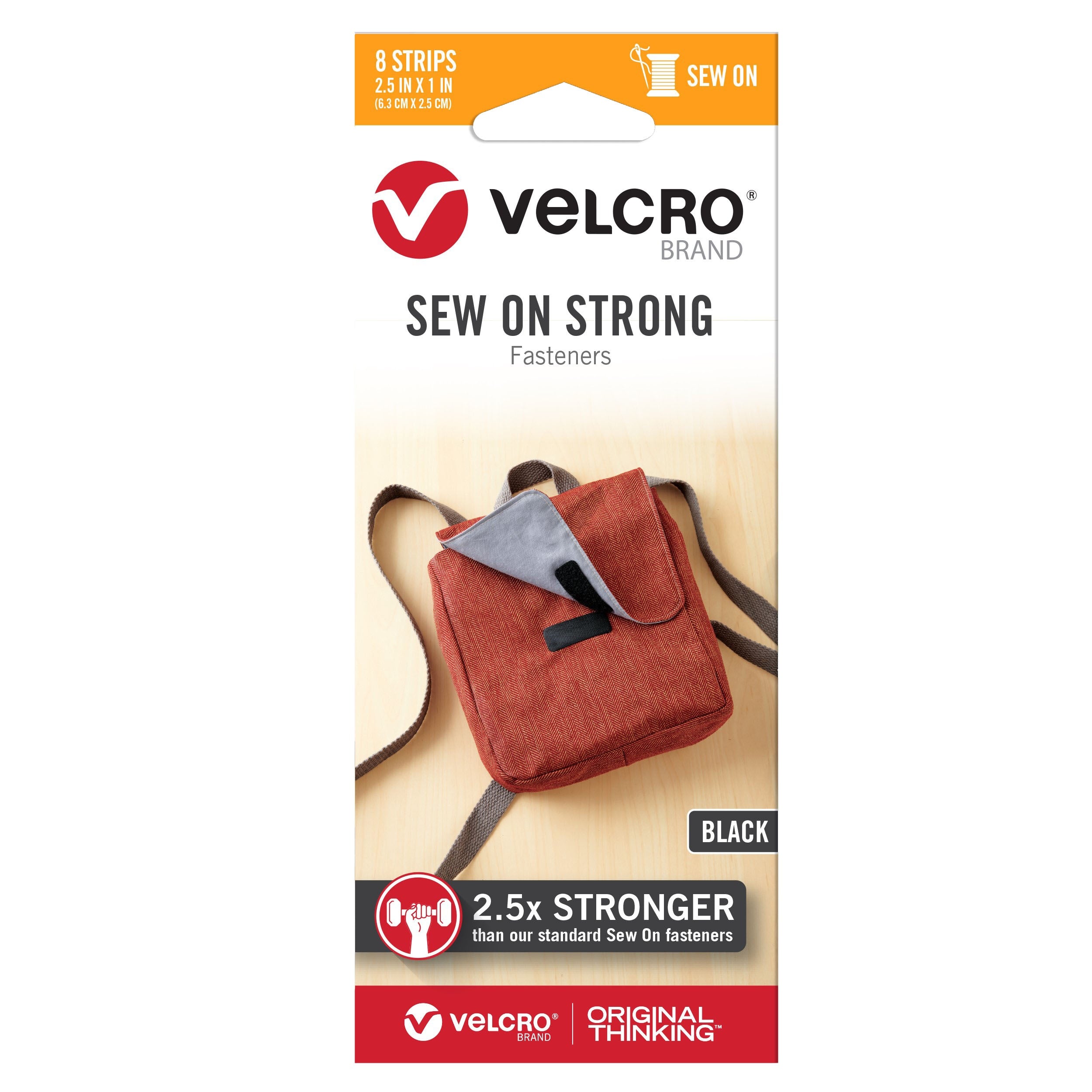 VELCRO(R) Brand Sew On Strong Tape 2.5"X1" 8/Pkg-Black
