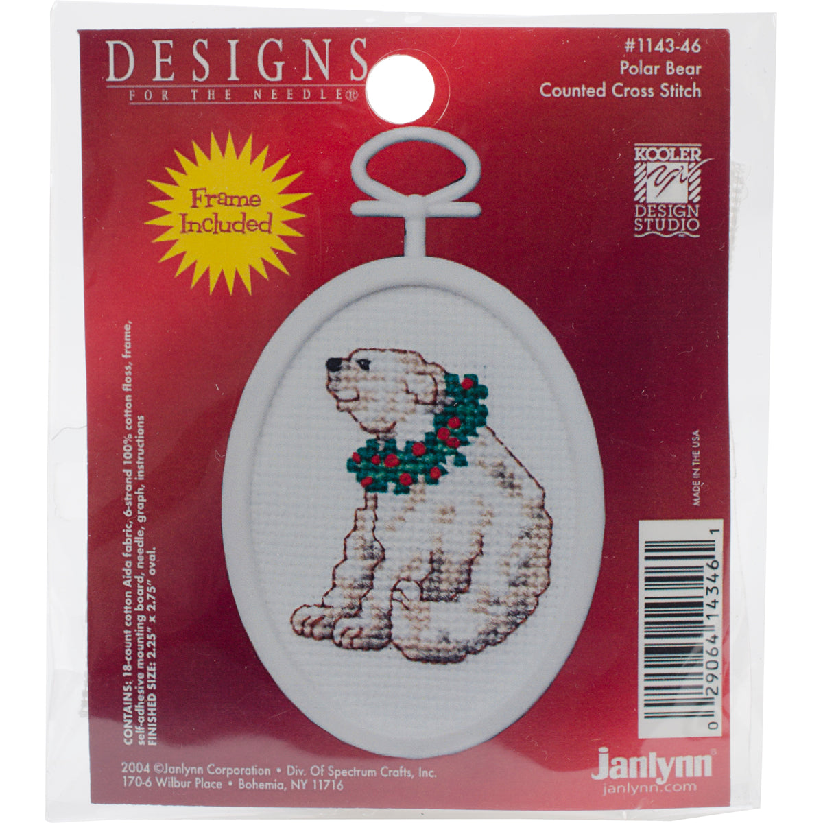 Polar Bear Mini Counted Cross Stitch Kit 2.75" Oval 18 Count