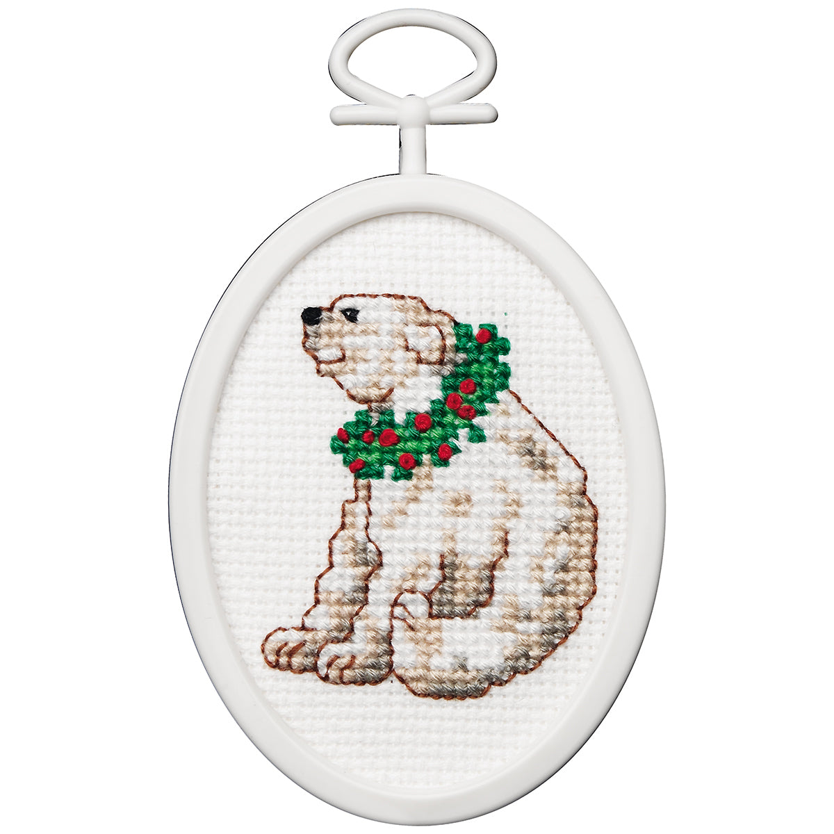 Polar Bear Mini Counted Cross Stitch Kit 2.75" Oval 18 Count