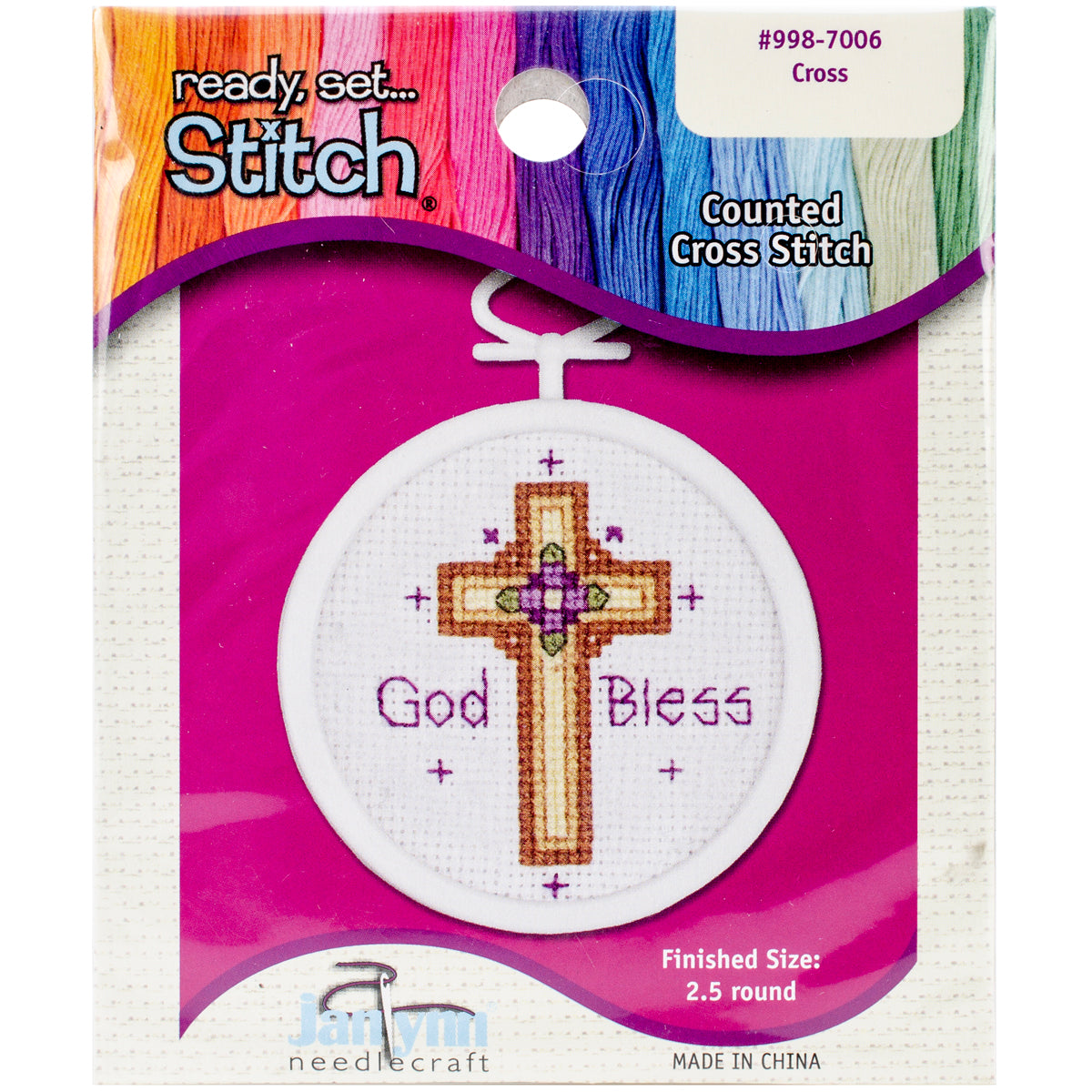 Cross Mini Counted Cross Stitch Kit 2.75" Oval 18 Count