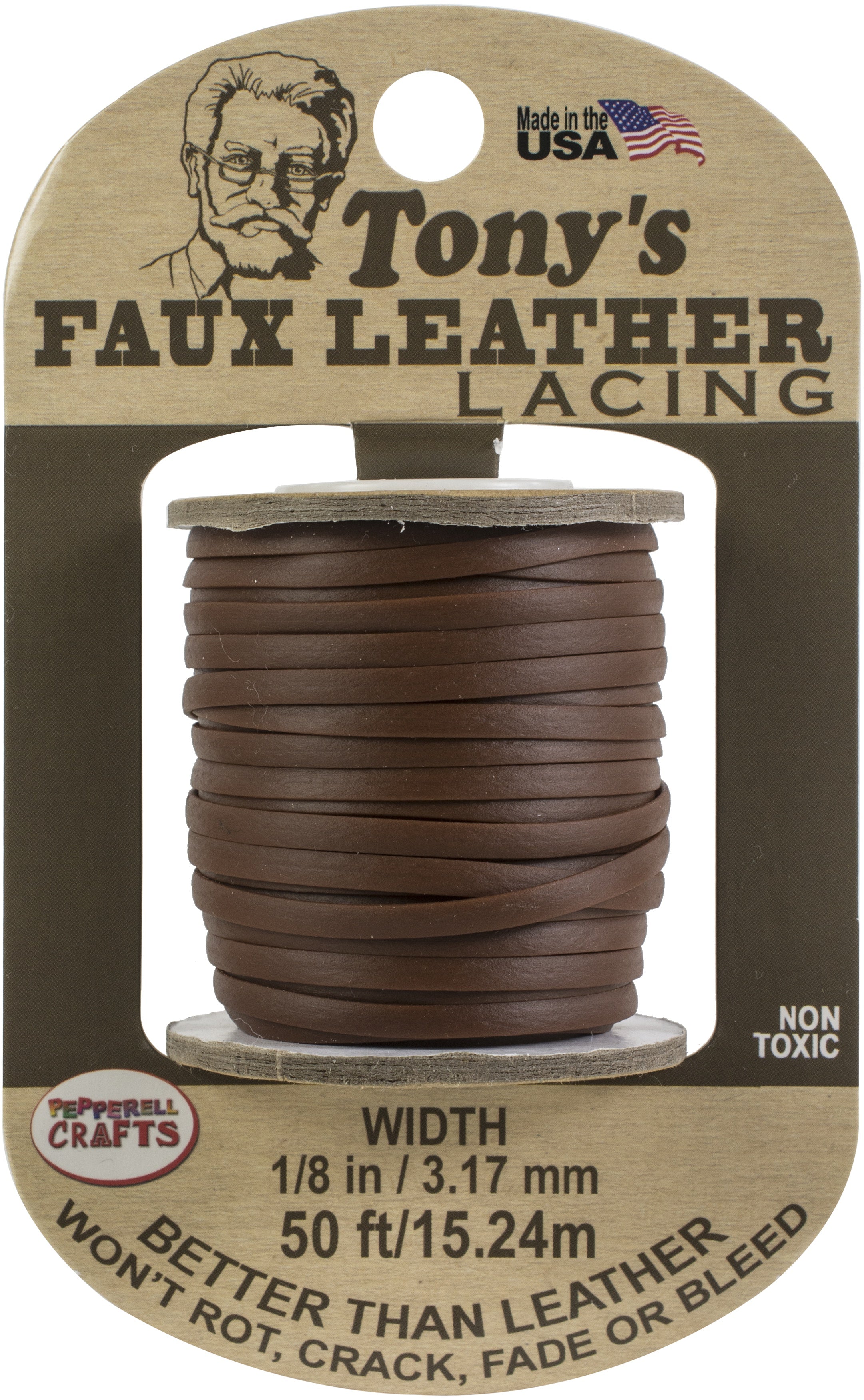 Faux Leather 1/8"X50ft Brown