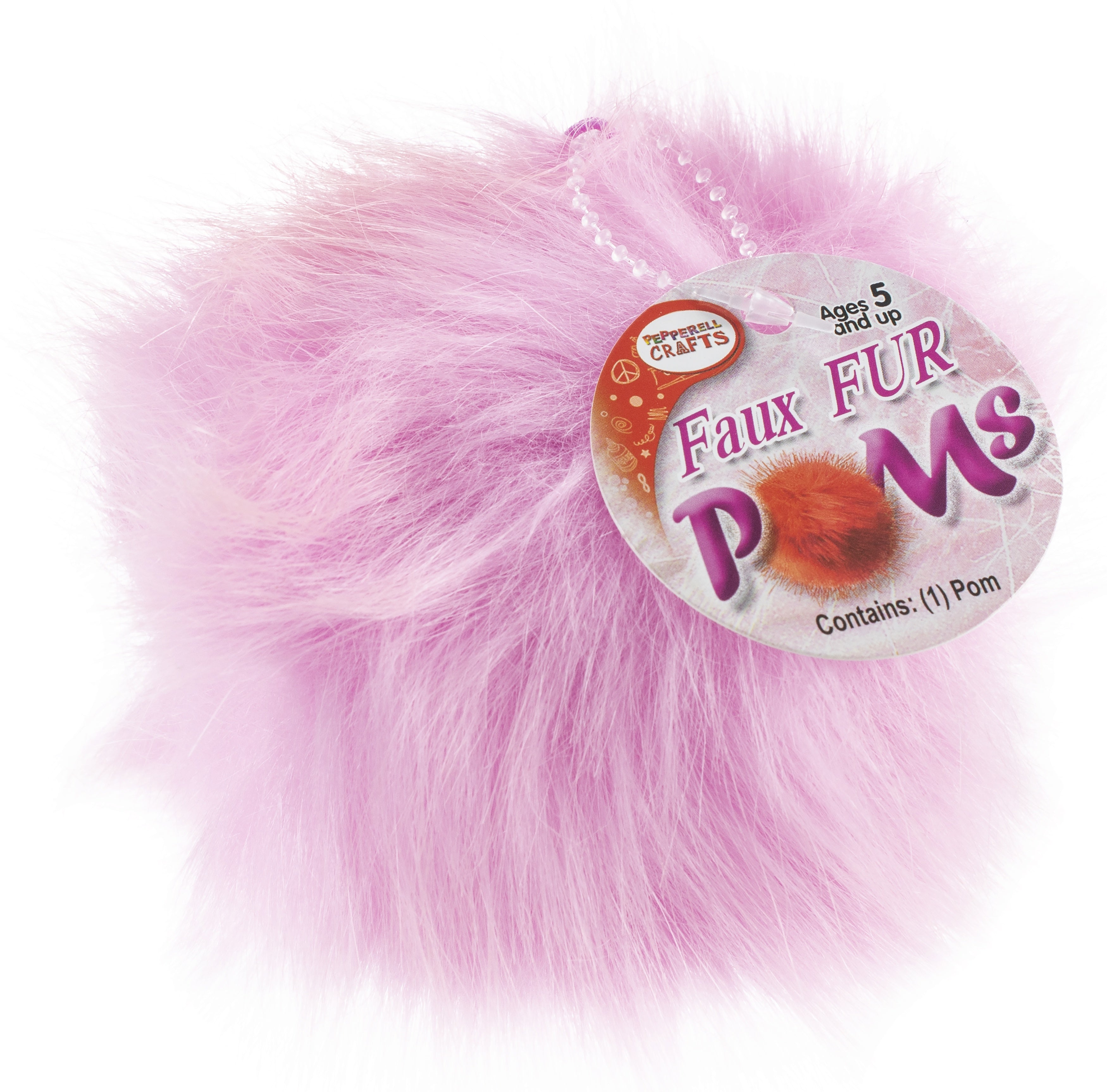 Faux Fur Pom With Loop Pink