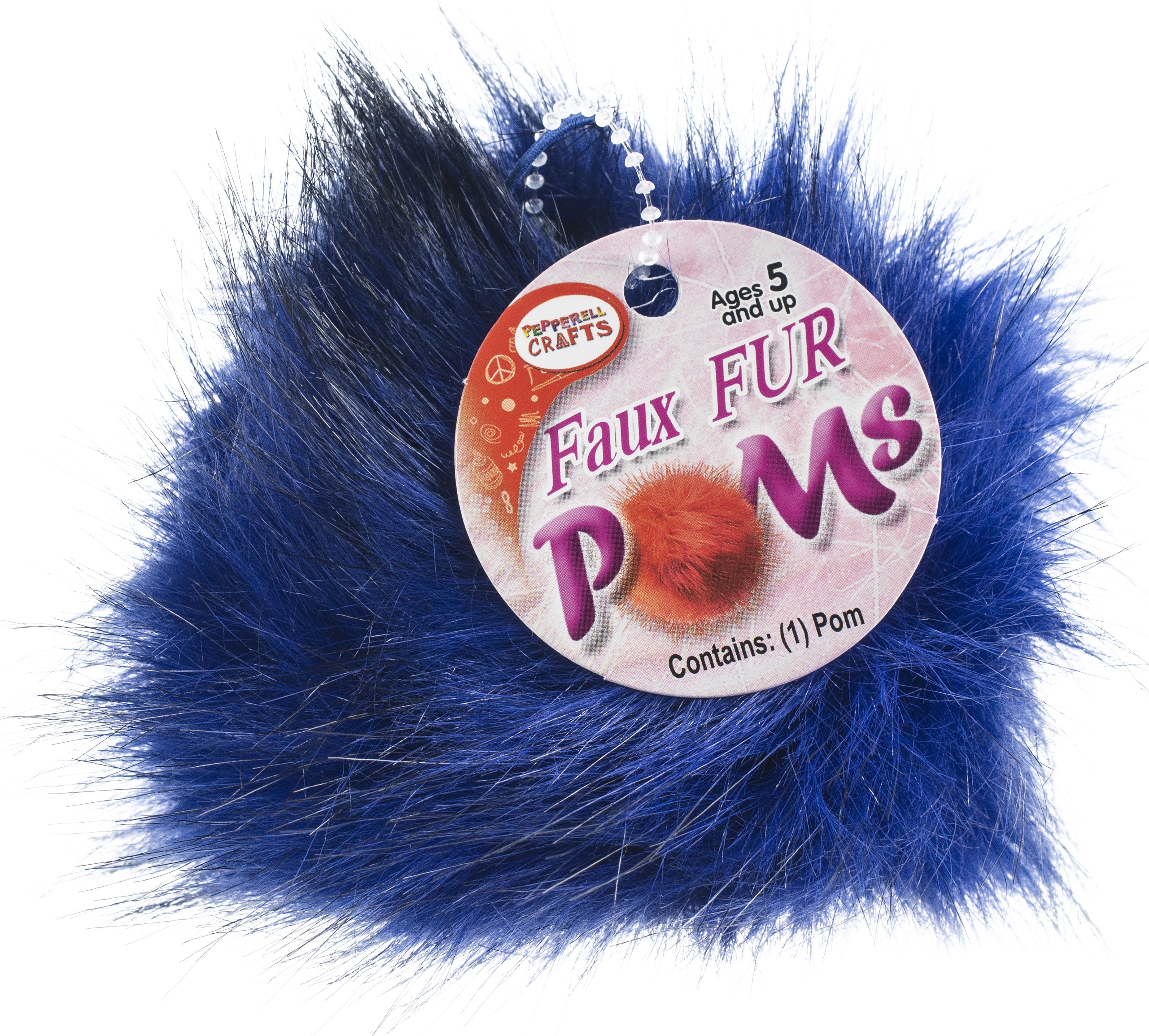 Faux Fur Pom With Loop Royal