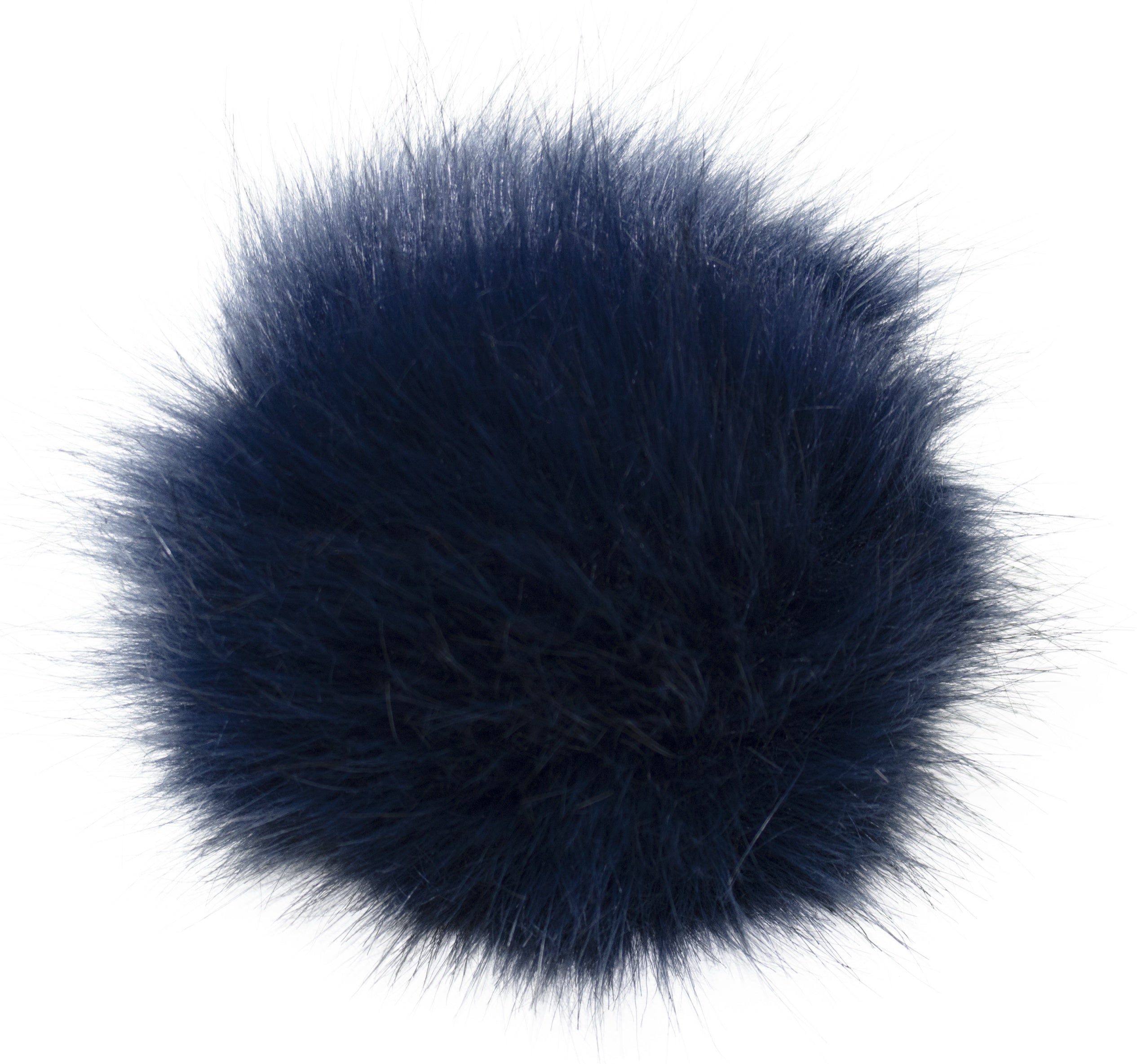 Faux Fur Pom With Loop Navy