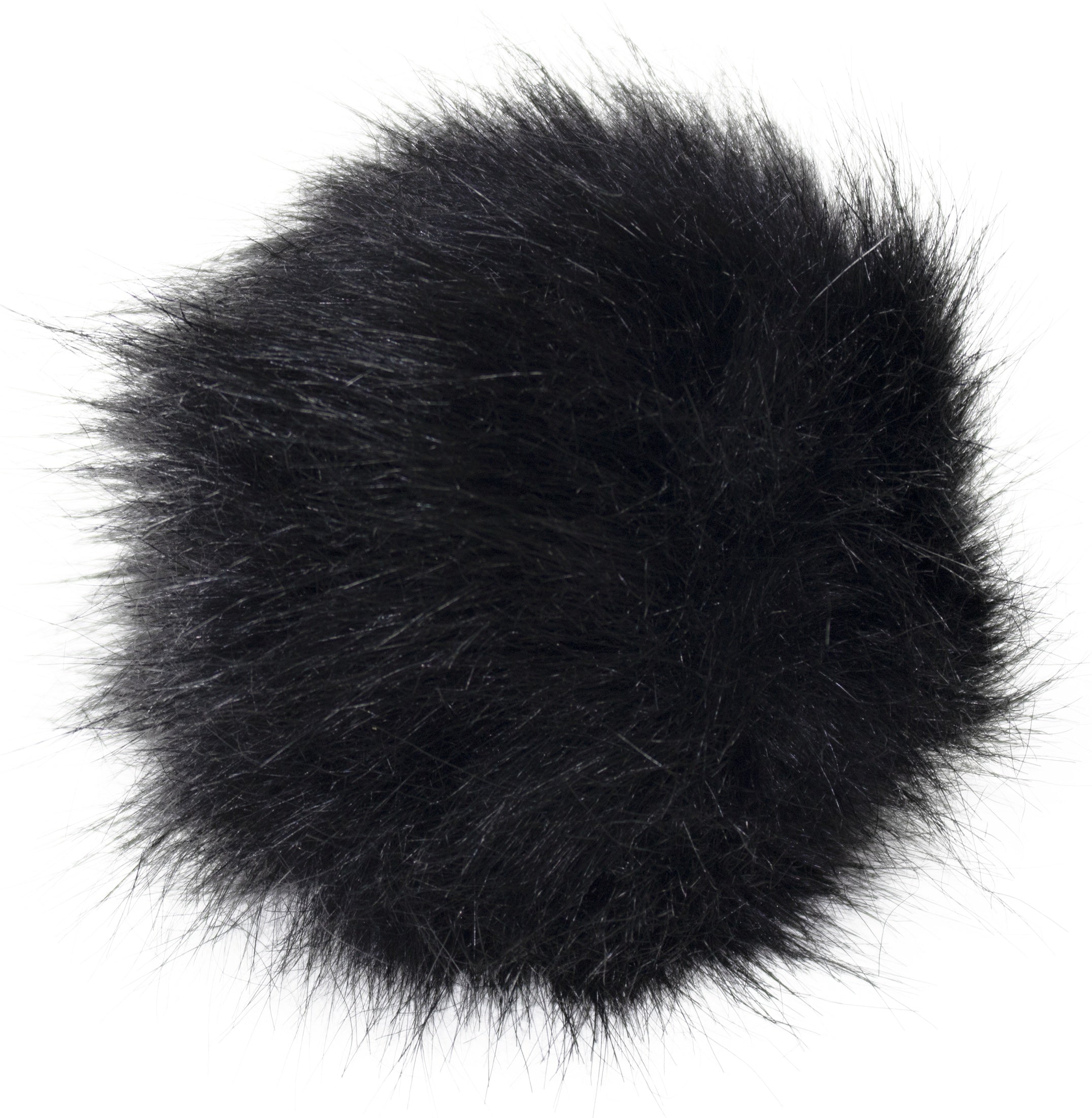 Faux Fur Pom With Loop Black