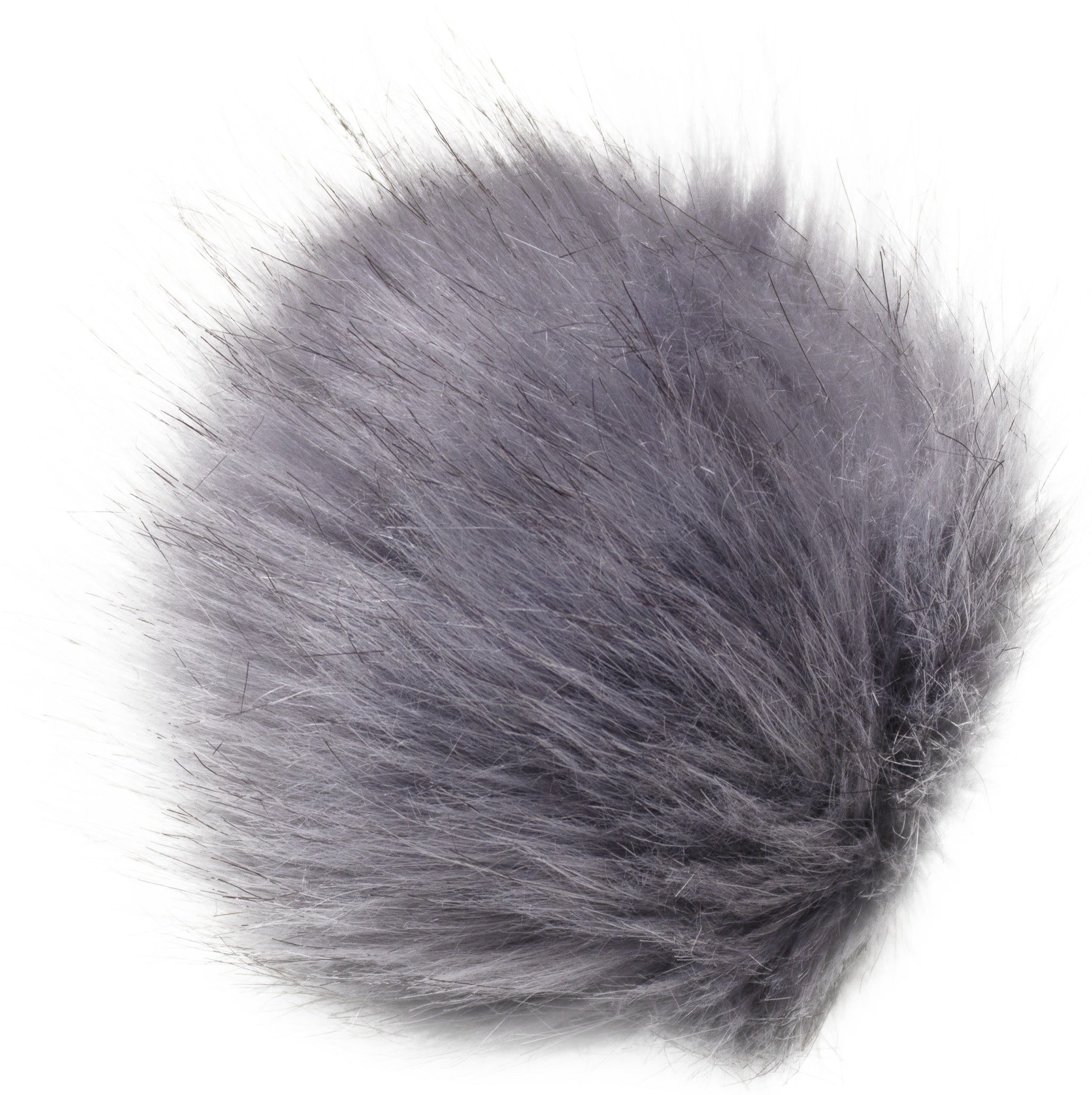 Faux Fur Pom With Loop Grey