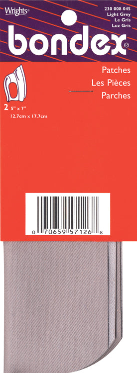 Bondex Iron-On Patches 5"X7" 2/Pkg Light Gray