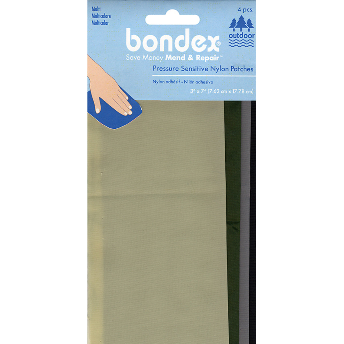 Bondex Nylon Repair Fabric 3"X7" 4/Pkg Multicolor