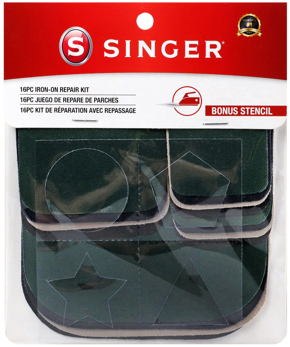 Iron-On Patches Repair Kit 16/Pkg Assorted Colors