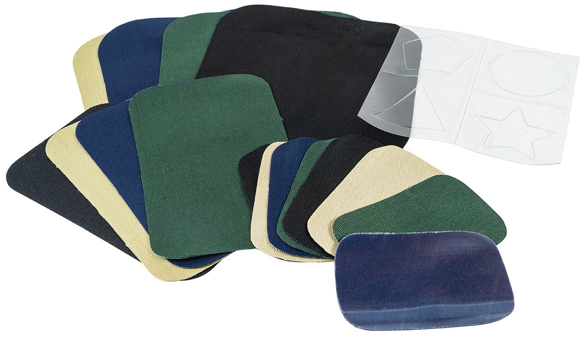 Iron-On Patches Repair Kit 16/Pkg Assorted Colors
