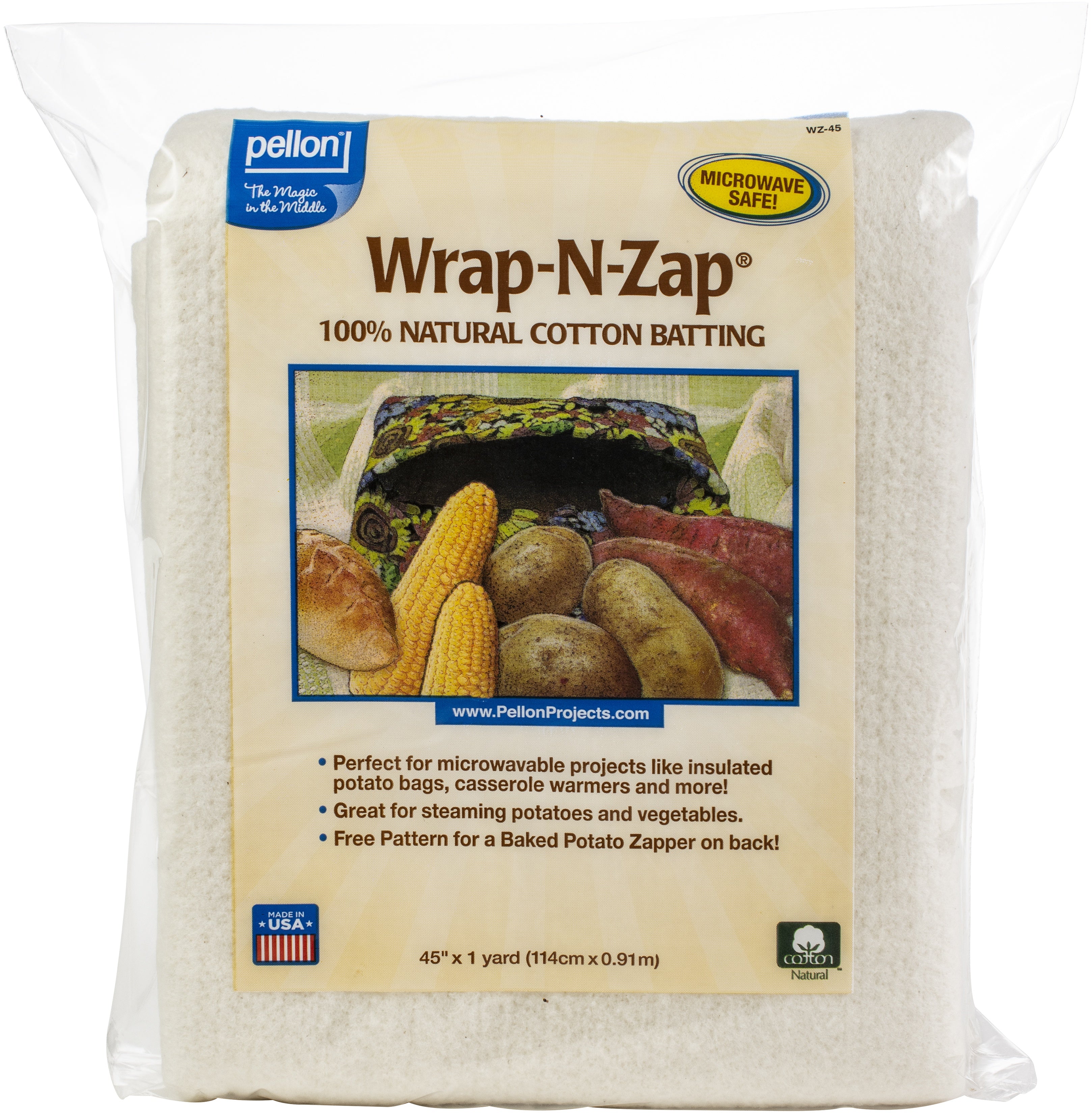 Wrap-N-Zap 100% Natural Cotton Batting 45"X36"