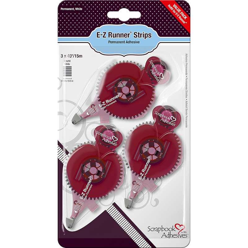 Scrapbook Adhesives E-Z Runner Strips Value Pack 3/Pkg Permanent, .3"X49', Total 147'