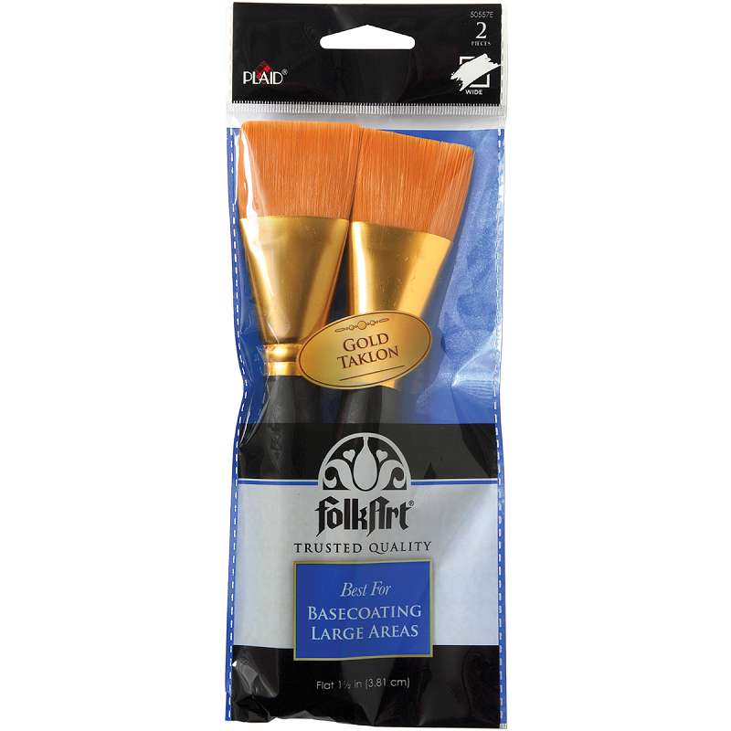 Folkart Golden Taklon Basecoating Brush Set 2/Pkg
