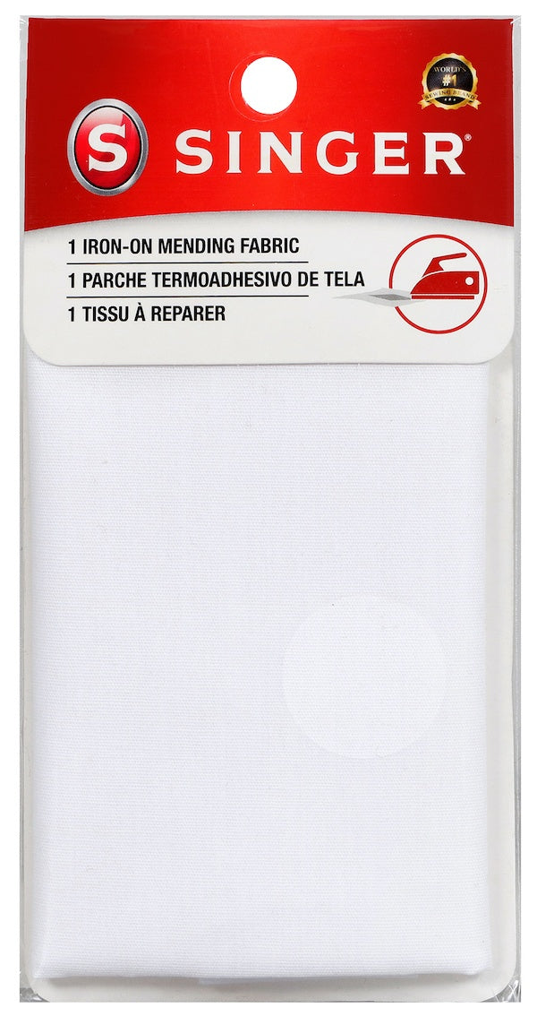Iron-On Mending Fabric 7"X16" White