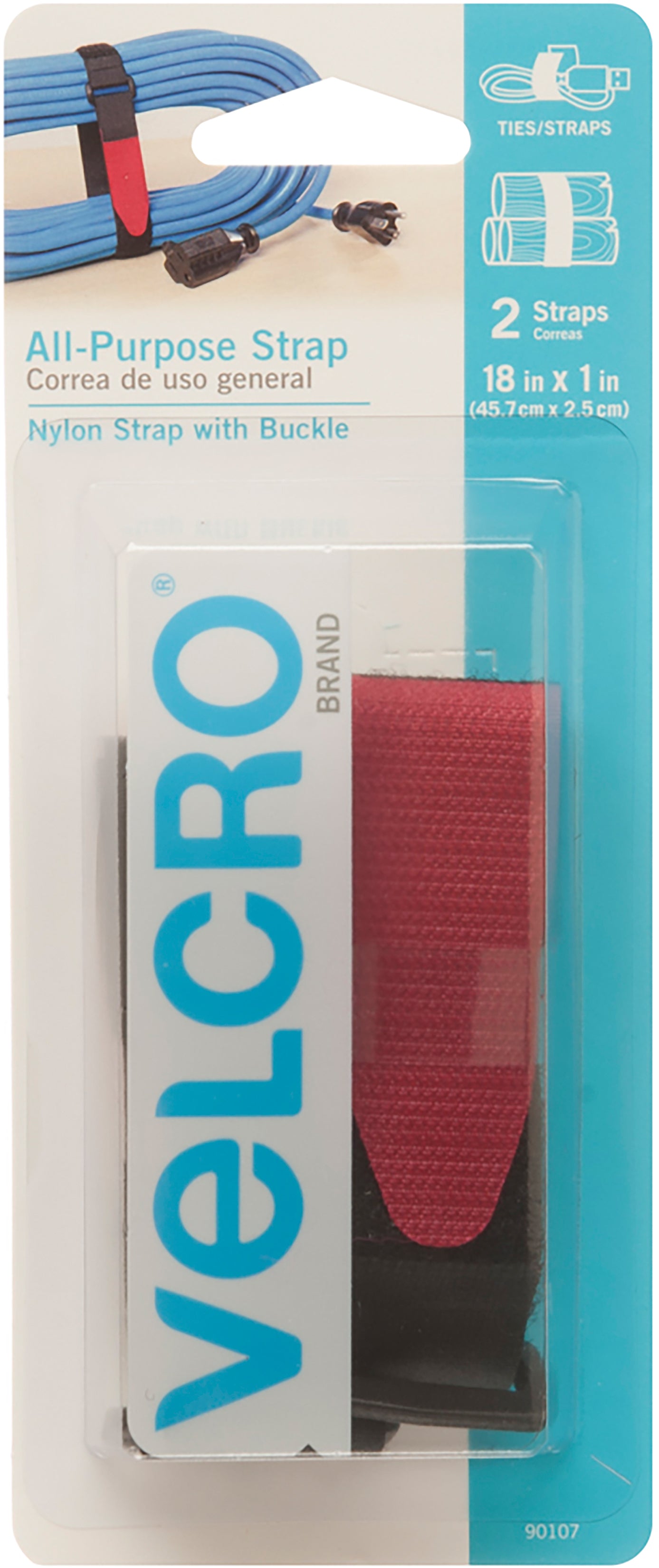 VELCRO(R) Brand All Purpose Straps 1"X18" 2/Pkg Black