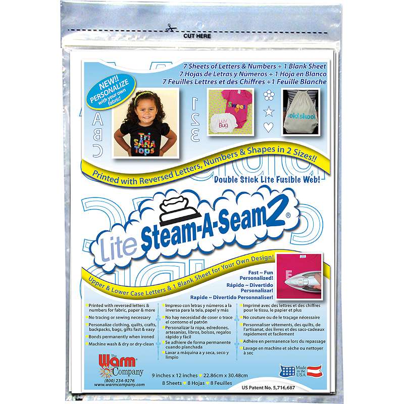Lite Steam-A-Seam 2 Personalized Double Stick Fusible Web 9"X12" 8/Pkg