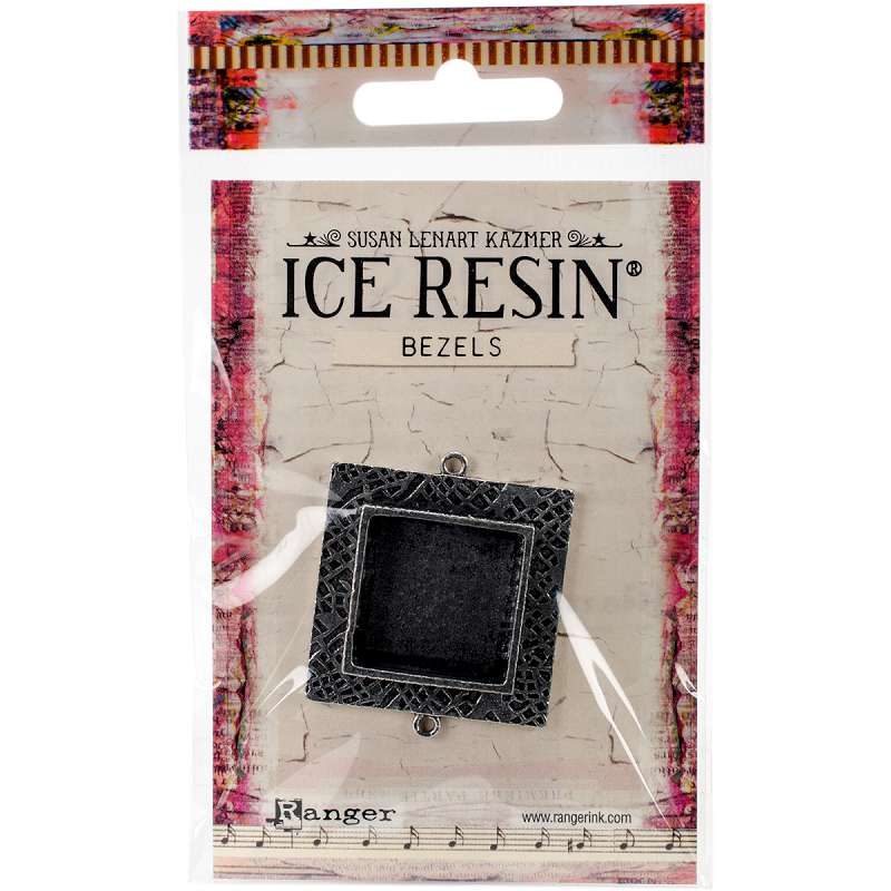 Ice Resin Milan Bezels Closed Back Square Medium Antique Silver