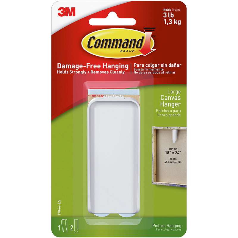 Command Large Canvas Hanger 1/Pkg 1 White Hanger & 2 Strips