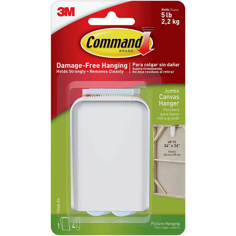 Command Jumbo Canvas Hanger 1/Pkg 1 White Hook & 4 Strips
