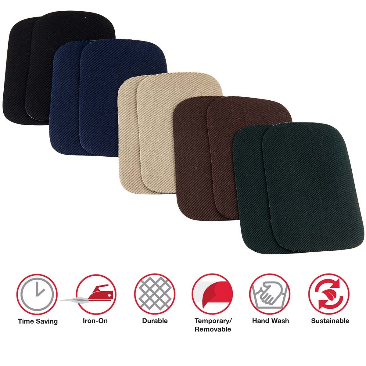 Iron-On Patches 2"X3" 10/Pkg Dark Assortment