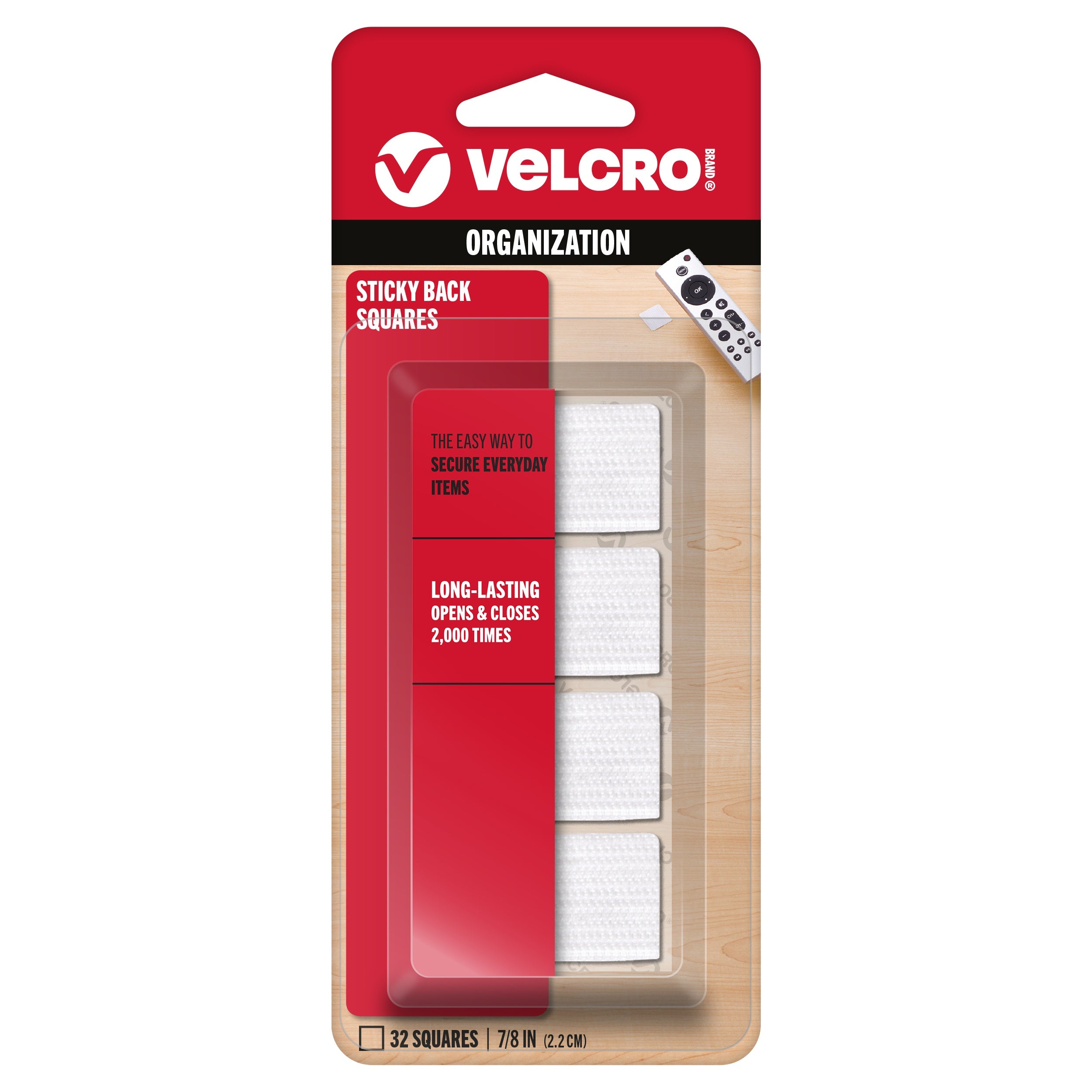 VELCRO(R) Brand Sticky Back Squares .875" 32/Pkg White