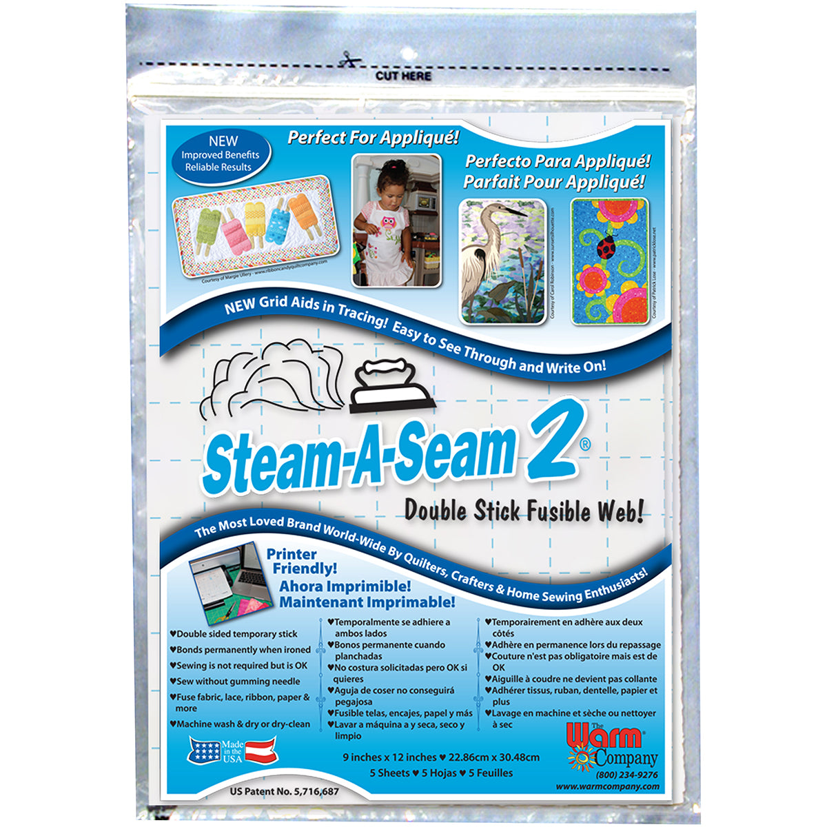 Steam-A-Seam 2 Double Stick Fusible Web 9"X12" 5/Pkg