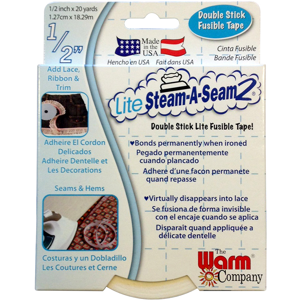 Lite Steam-A-Seam 2 Double Stick Fusible Web .5"X20yd