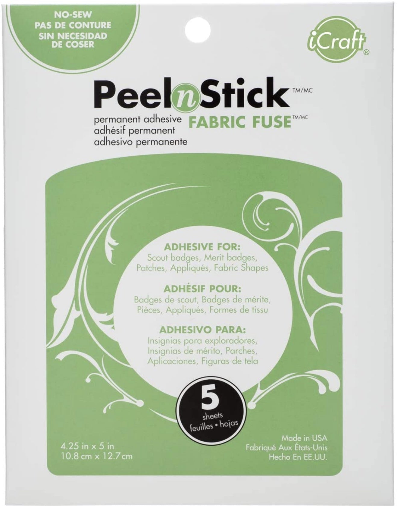 Peel'n Stick Fabric Fuse Sheets 4.25"X5" 5/Pkg