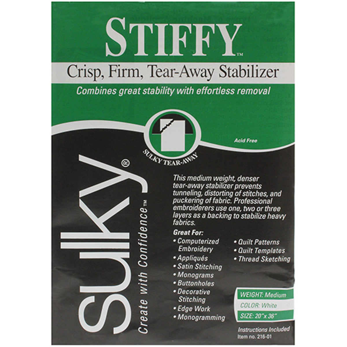Stiffy Tear-Away Stabilizer 20"X36"
