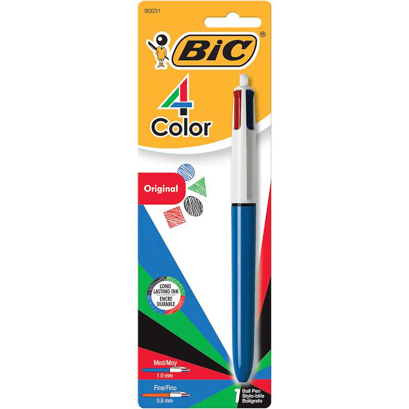 BIC 4-Color Retractable Ballpoint Pen 1/Pkg Black, Blue, Red, & Green
