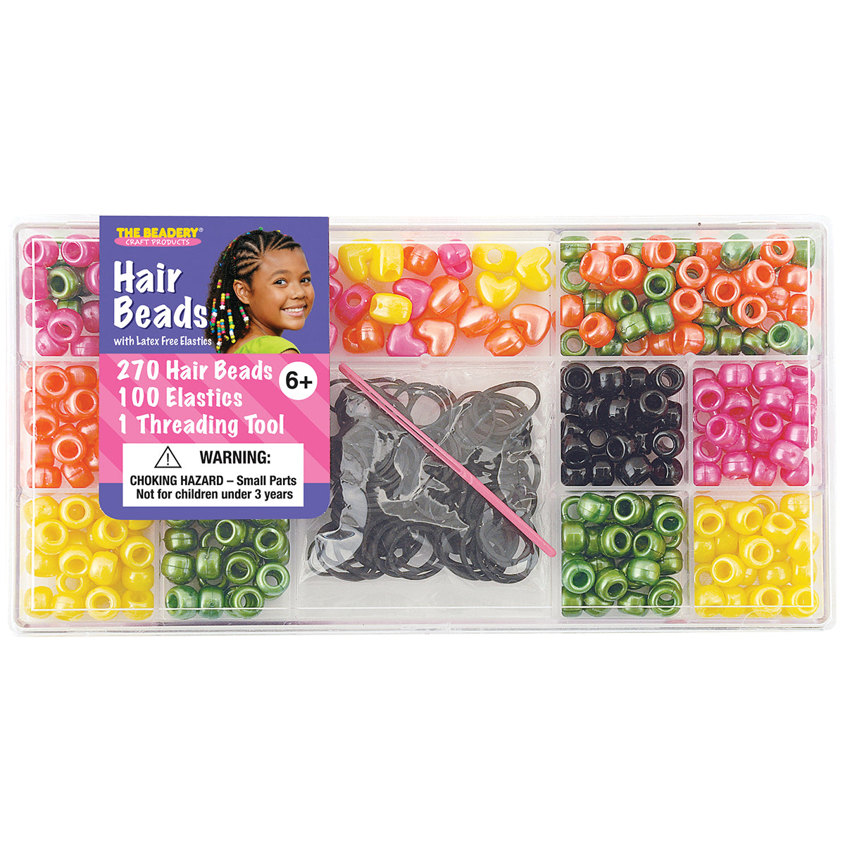 Large Hair Bead Box Kit Bright Pearl
