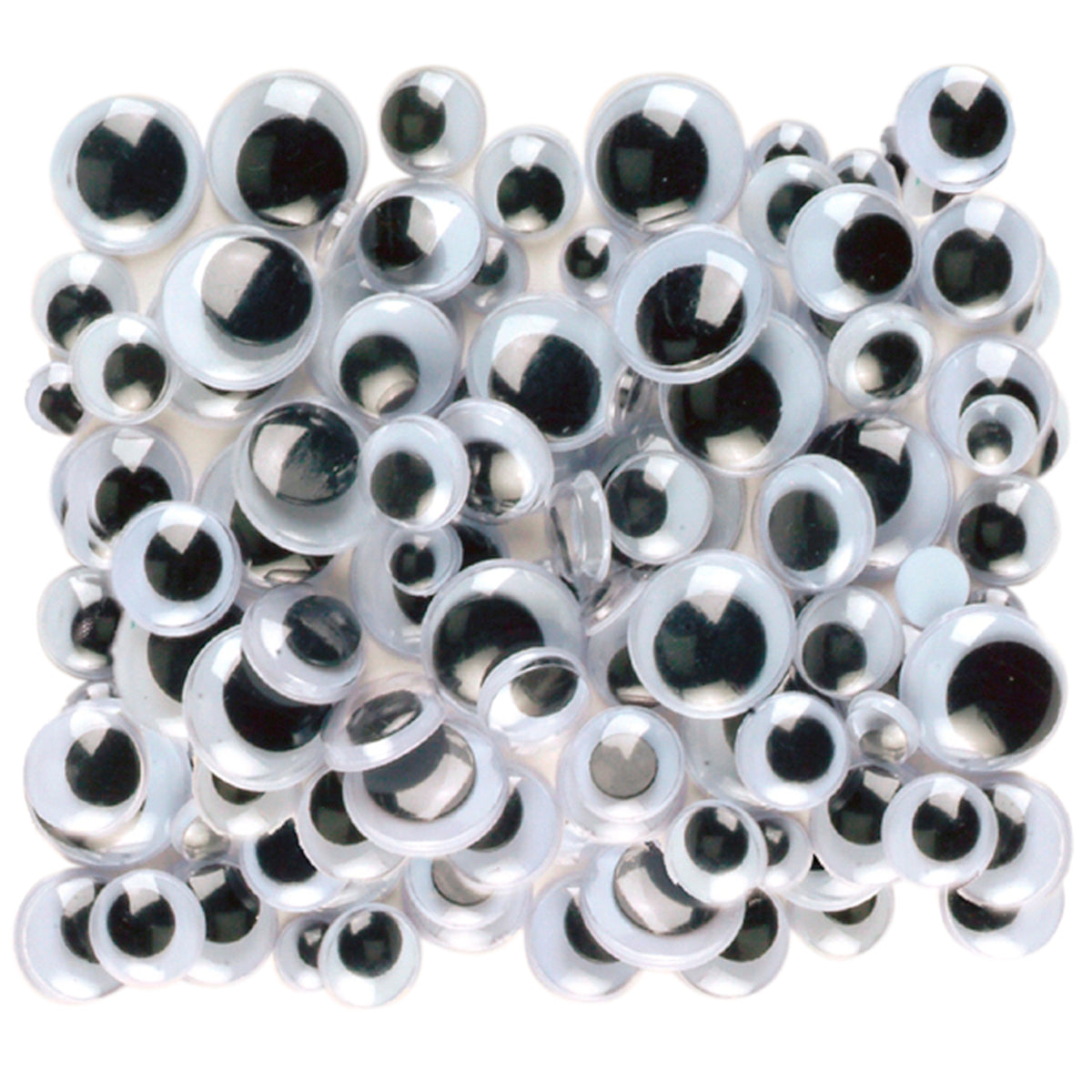 Peel & Stick Wiggle Eyes Assorted 7mm To 15mm 100/Pkg Black
