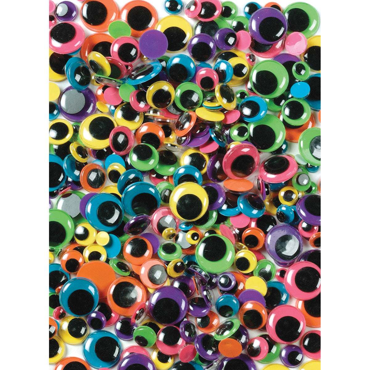 Peel & Stick Wiggle Eyes Assorted 7mm To 15mm 100/Pkg Brights