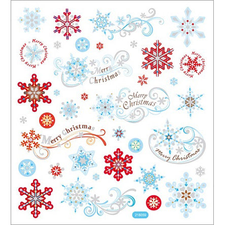 Multicolored Stickers Red & Blue Snowflakes