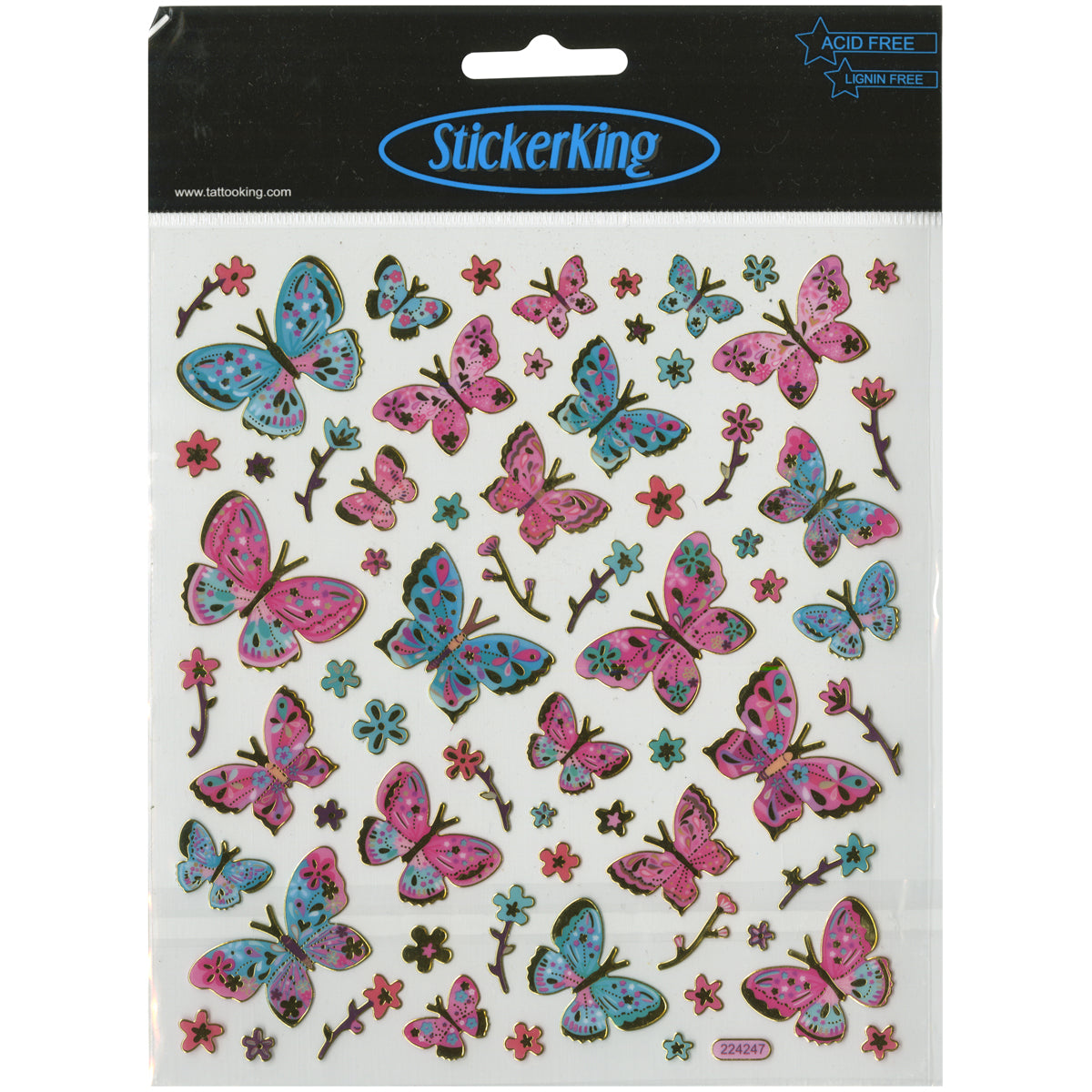 Multicolored Stickers Pink & Aqua Butterflies