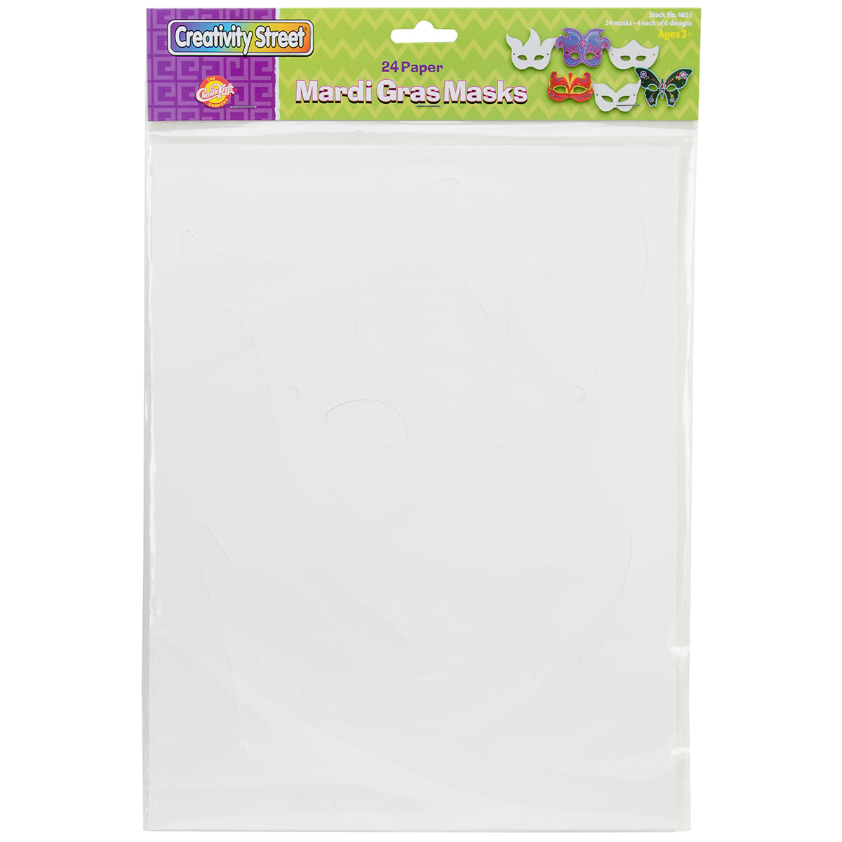 Paper Mardi Gras Masks 24/Pkg Assorted Shapes