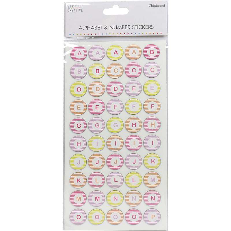 Simply Creative Alphabet & Number Stickers Chipboard Rings