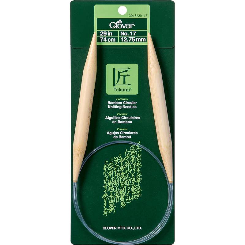 Takumi Bamboo Circular Knitting Needles 29" Size 17